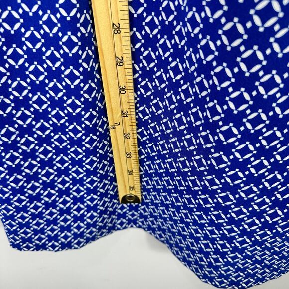 Mario Serrani Dress Women 10 Sleeveless Blue White Sheath Quiet Luxury Preppy - Picture 4 of 7